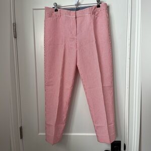 Talbots perfect crop seer sucker red and white pants sz 6